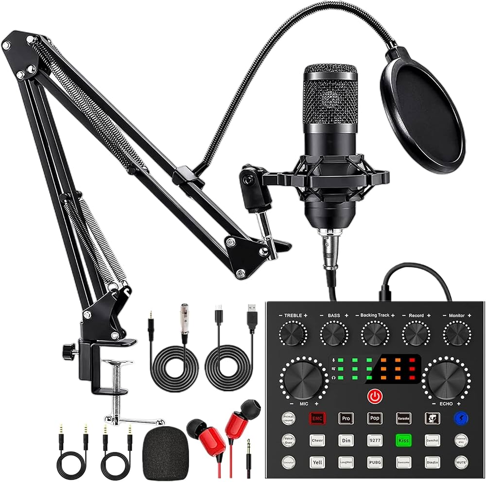 BM800 V8S SCREEN CONDENSER MICROPHONE SOUNDCARD SET - 1