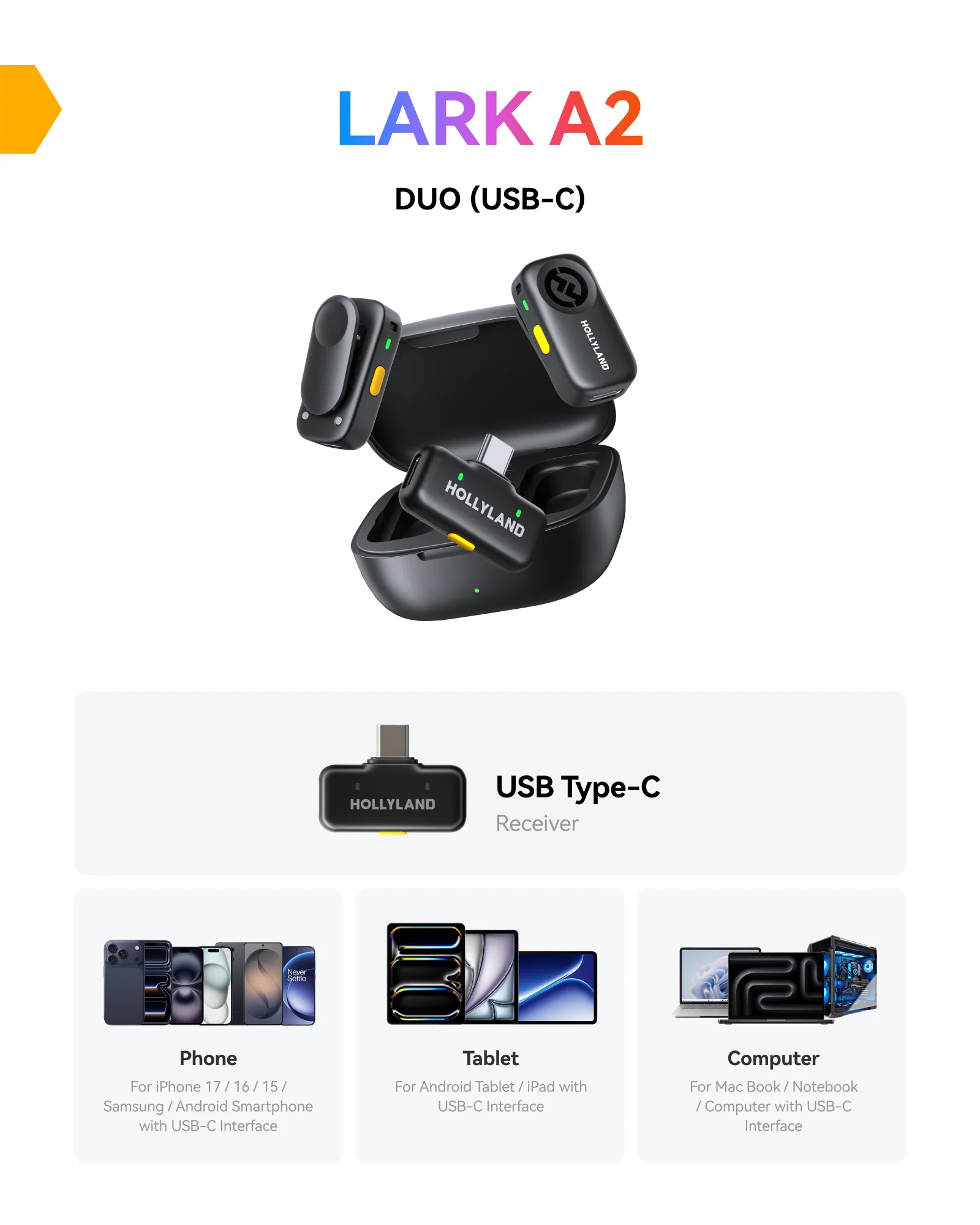 LARK A2 DUO (USB-C) COMBO WIRELESS MICROPHONE - Image 2